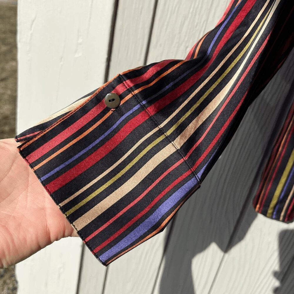VTG Talbots Silk Stretch Striped 90s Top Shirt - Size 8 Petite - Picture 5 of 8